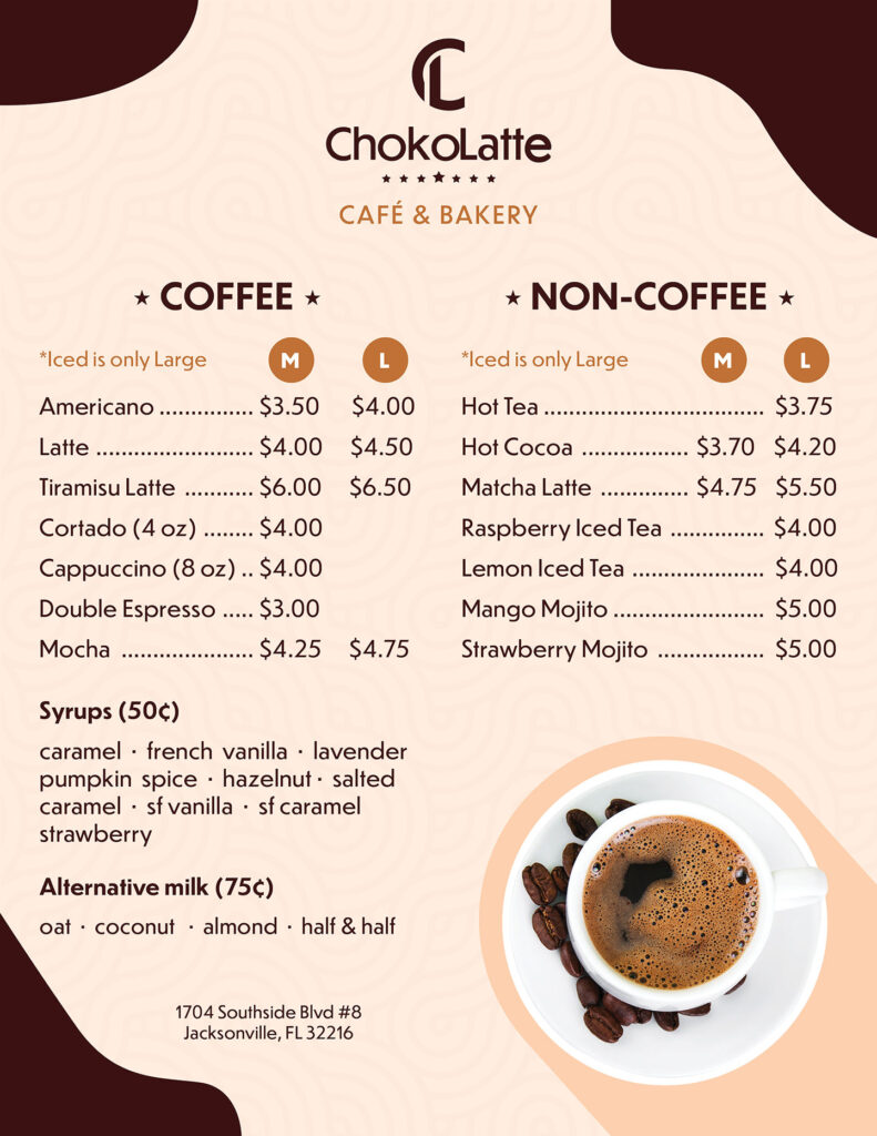 ChokoLatte Cafe & Bakery Menu